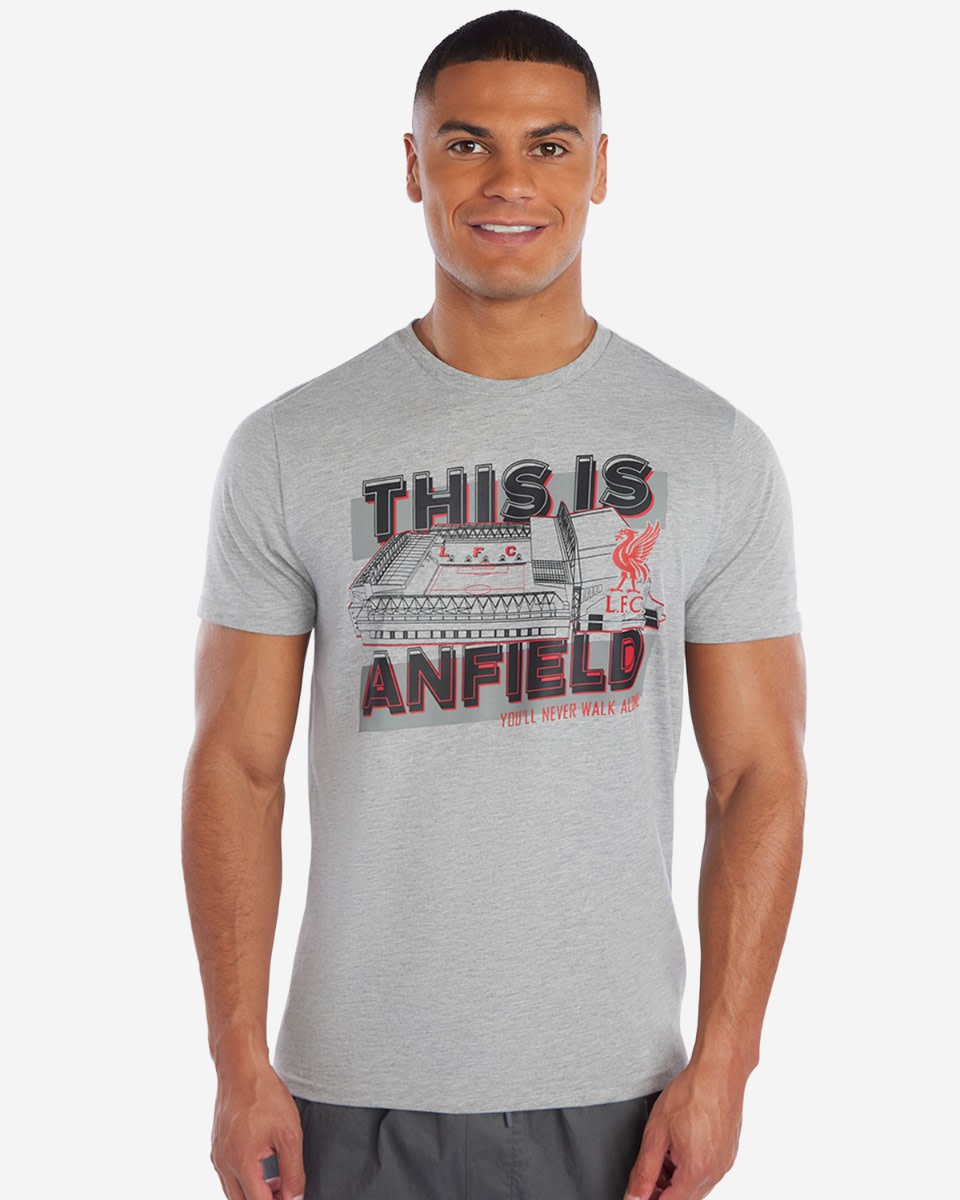 LFC Mens Anfield YNWA Tee Grey Marl - Image 3