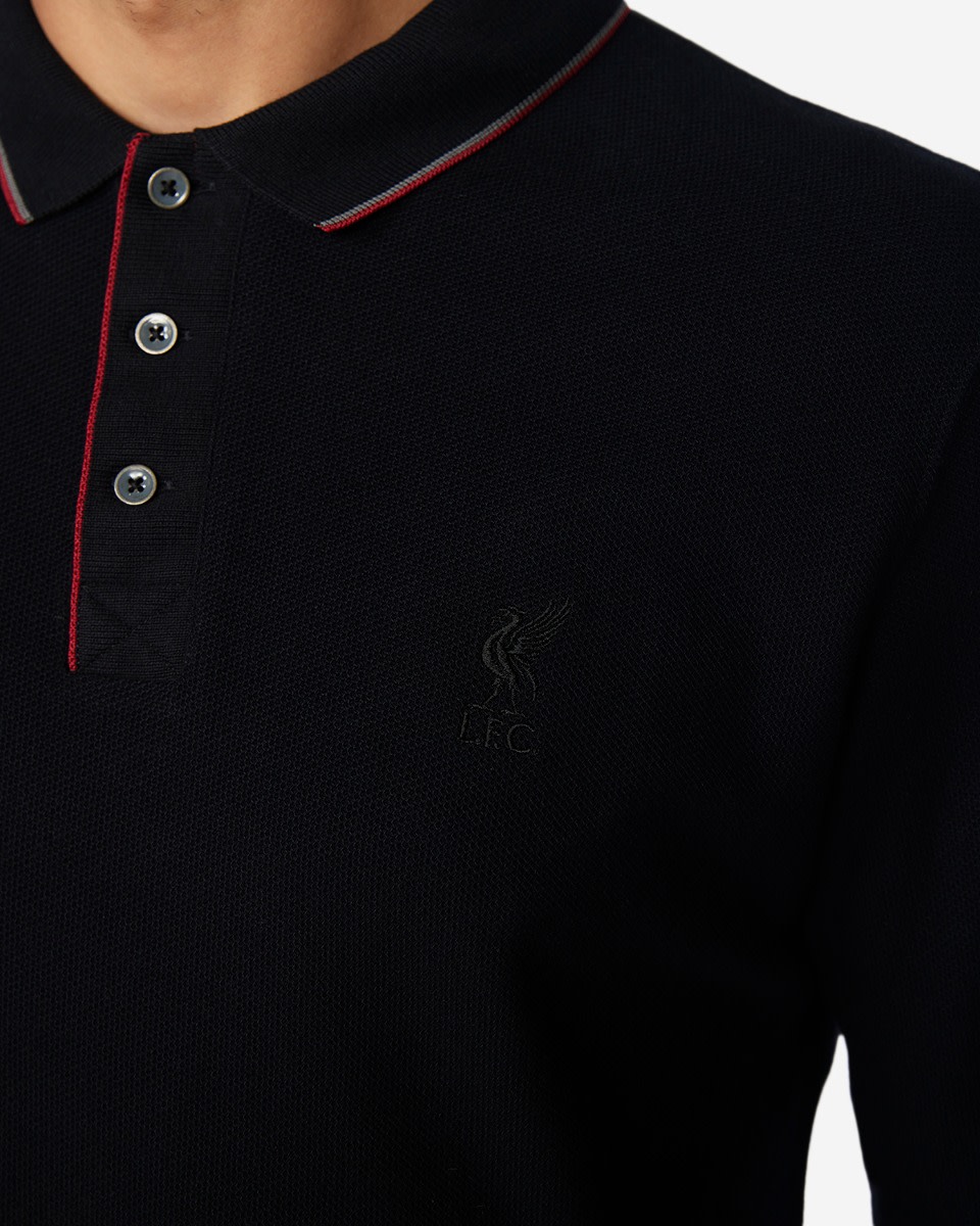 LFC Mens Black Firma Long Sleeve Tipping Polo - Image 2