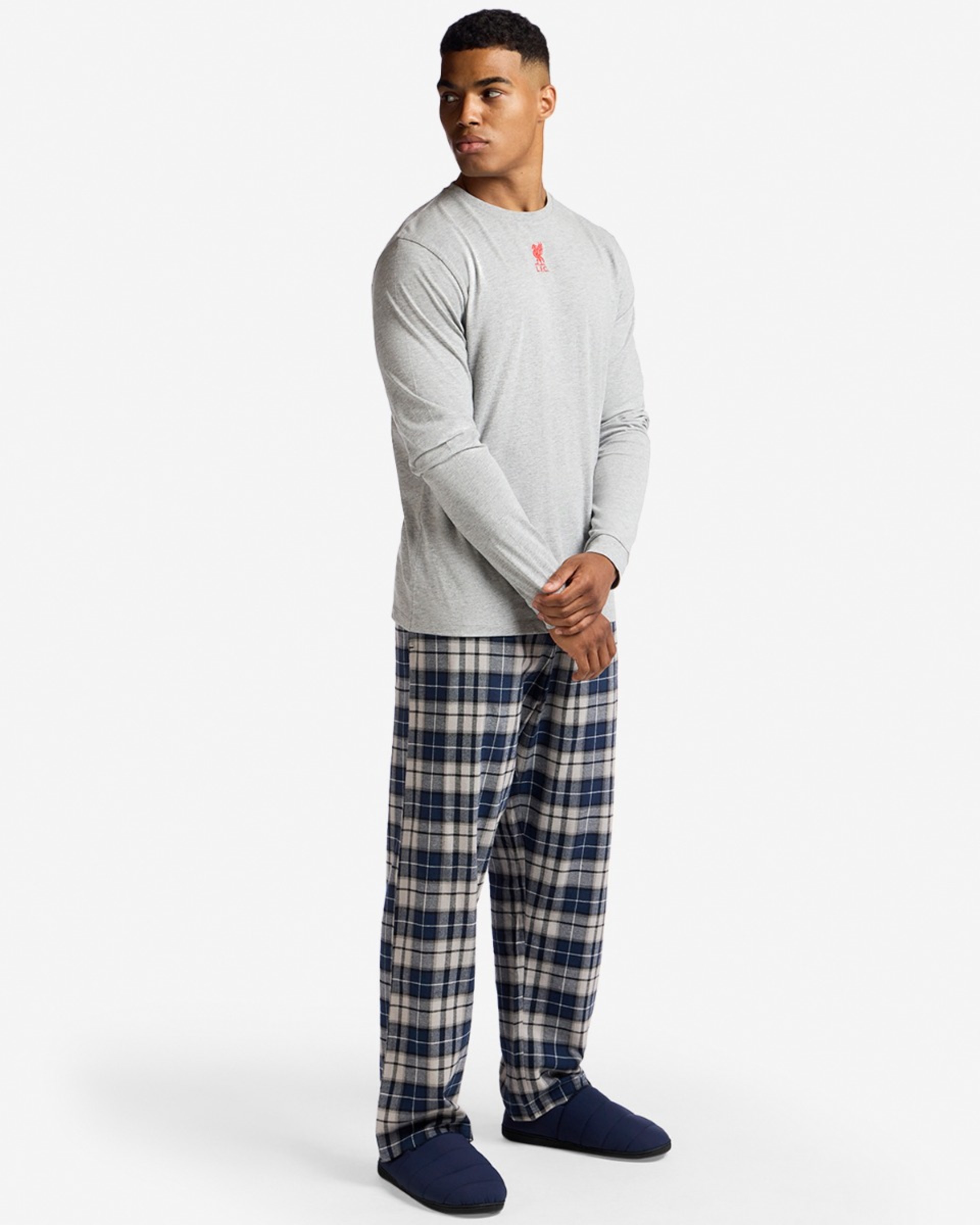 Conjunto de pijama LFC a cuadros largos para hombre, gris - Image 3