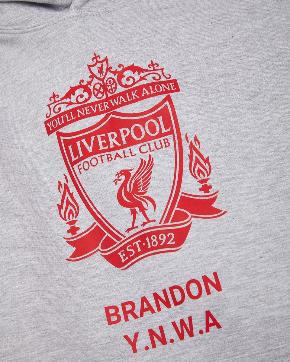 LFC Red Crest personlig grå hettegenser - Image 4