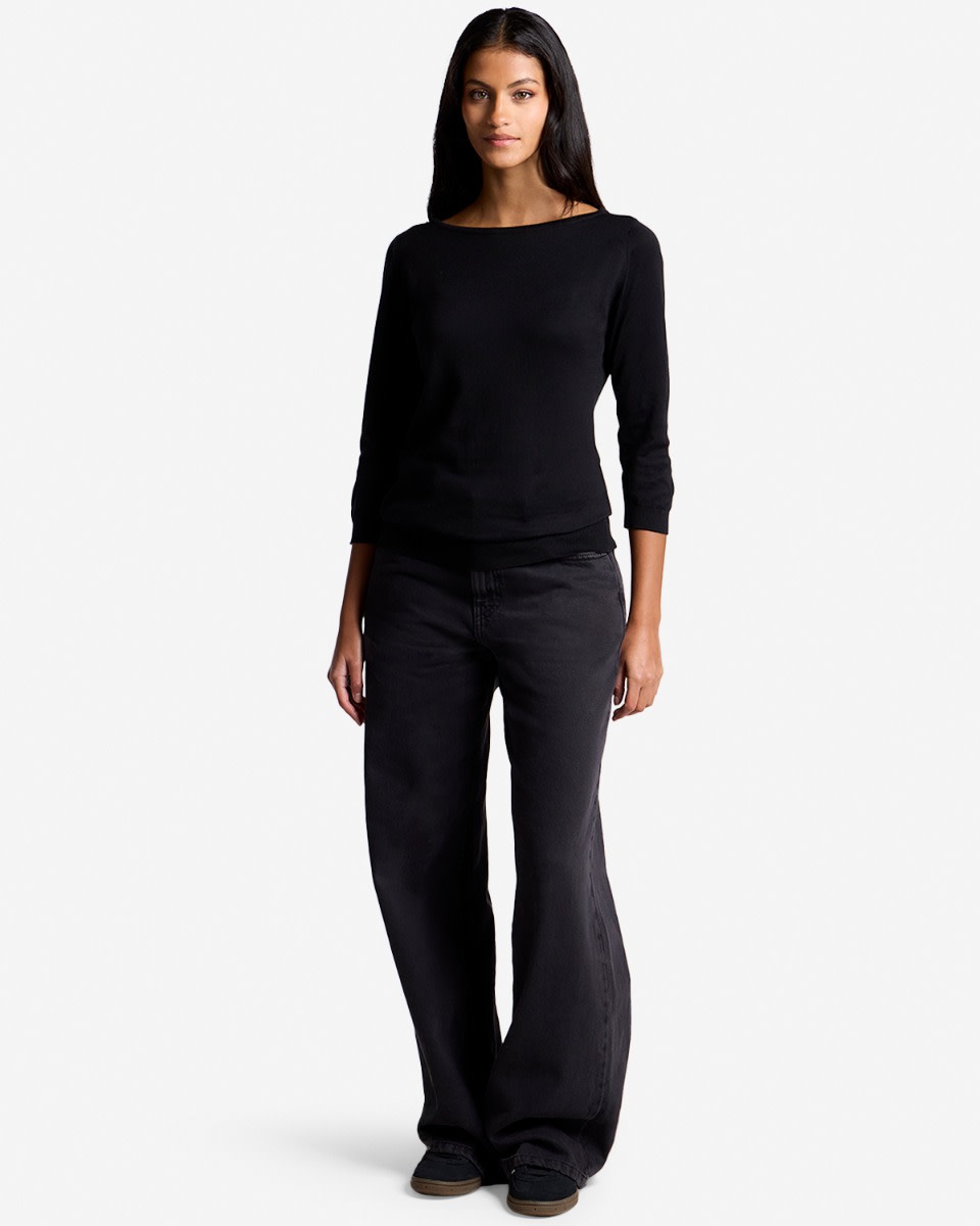 LFC X John Smedley Sea Island Cotton Womens 3/4 Sleeve Jumper Black - Image 3