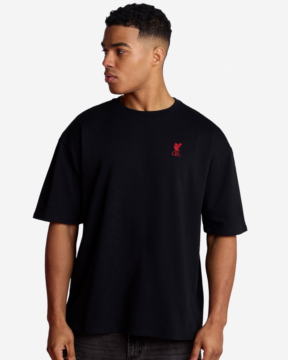 LFC Mens Liverbird Emblem Oversized Tee Black - Image 1