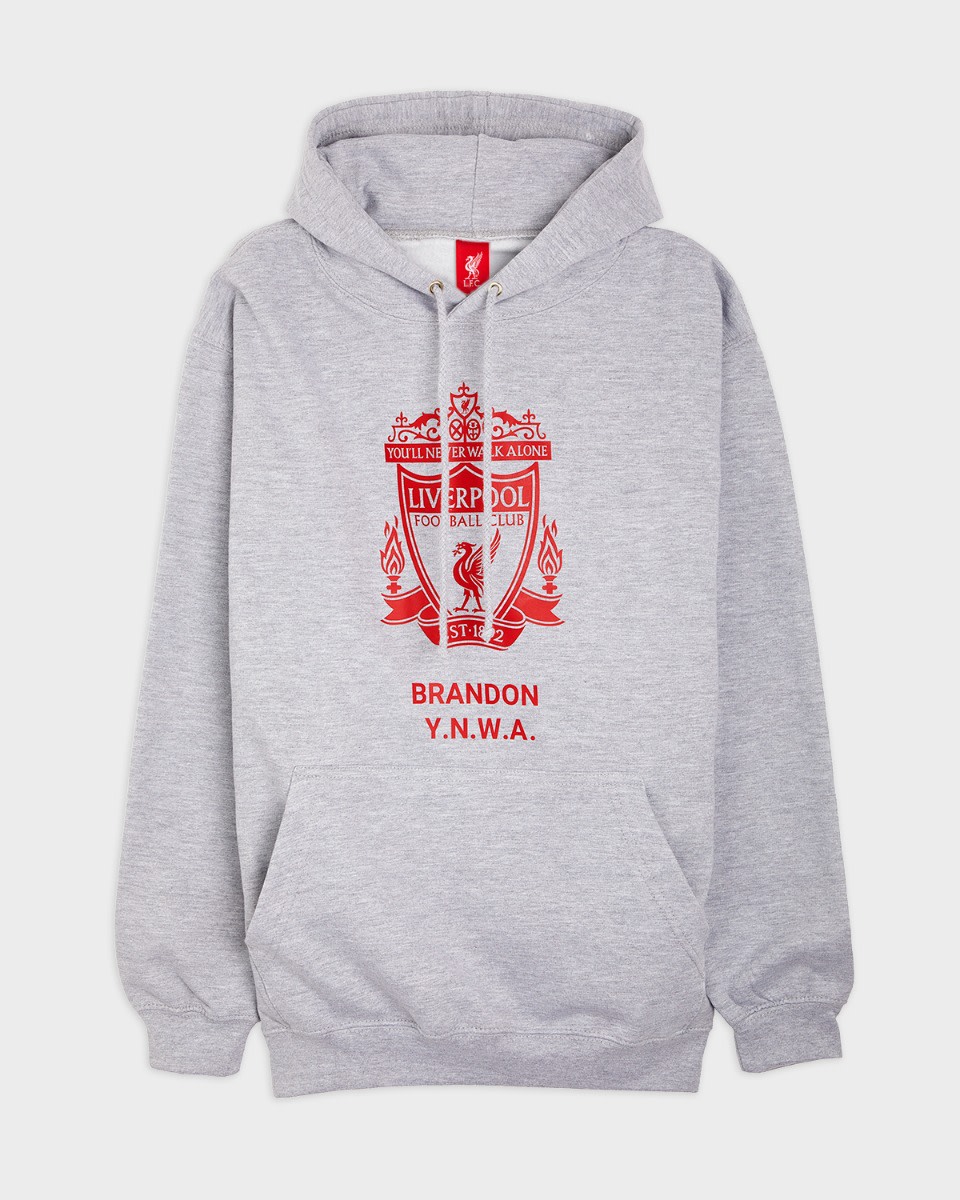 LFC Red Crest personlig grå hettegenser - Image 2