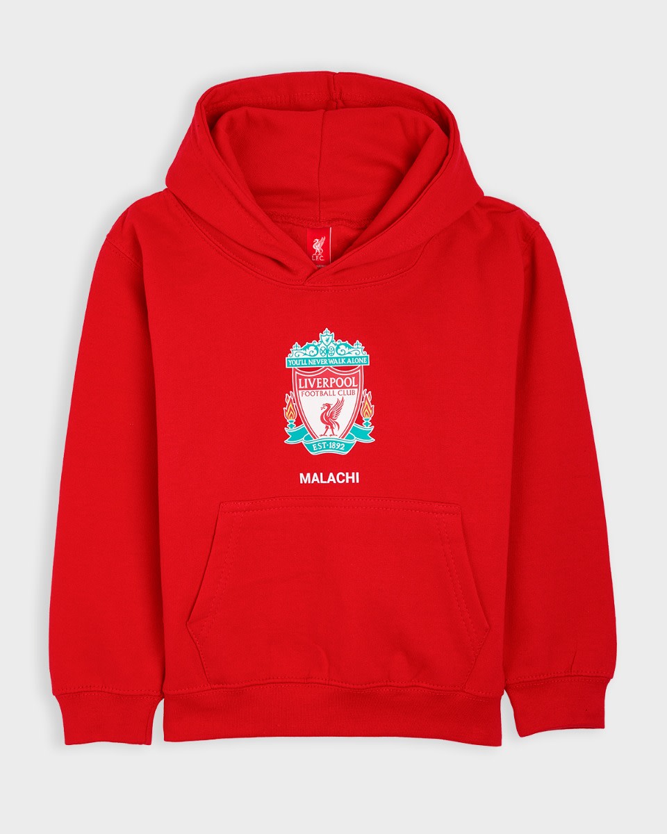 LFC Junior Crest Personalised Red Hoody - Image 2