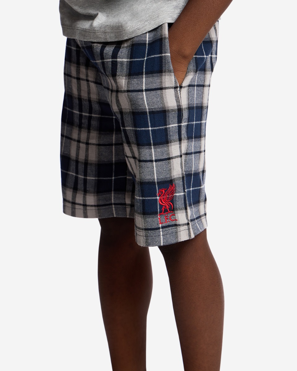 LFC Juniors Check Shorts Pyjamas Set Grey - Image 4