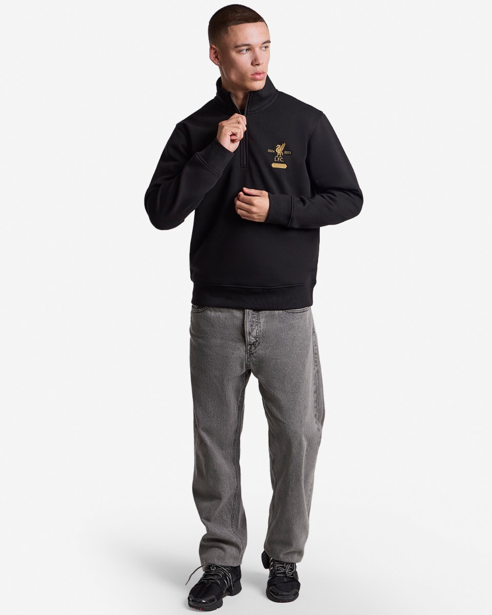 LFC Mens Champions 1/4 Zip Sweater Black - Image 4