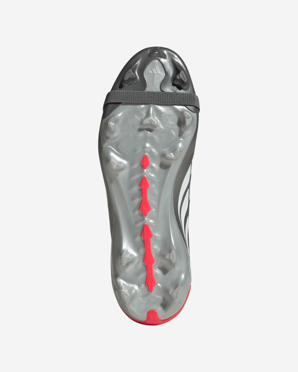 adidas Juniors Predator League Fold-Over Tongue Firm Ground Fotballsko Jern Metallic/Zero Metalic/Lucid Red - Image 4