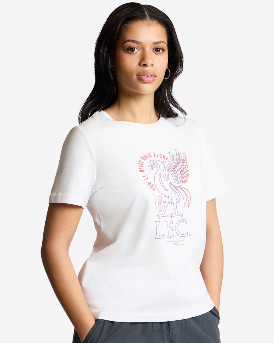 LFC Womens Liverbird Line Tee White - Image 3