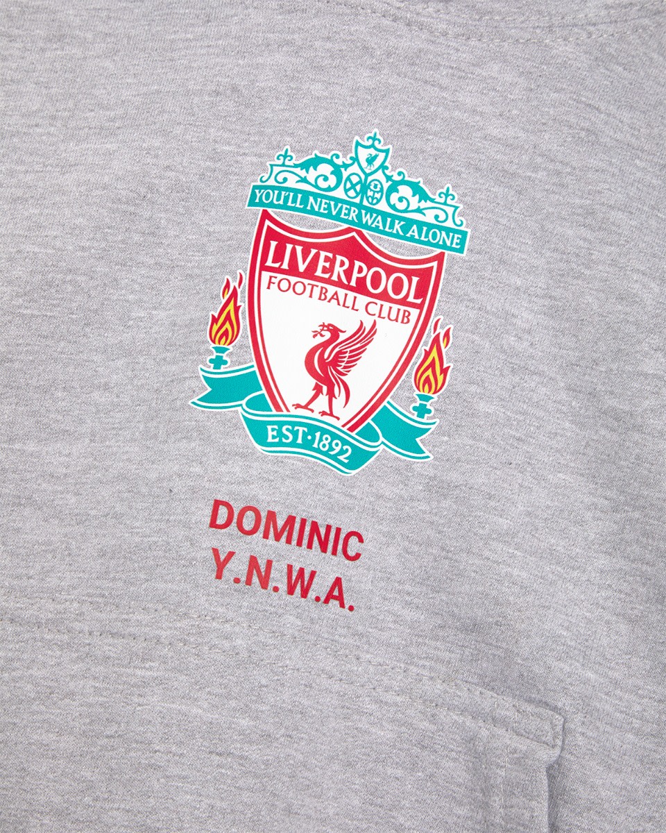LFC Junior Crest Personalised Grey Hoody - Image 3