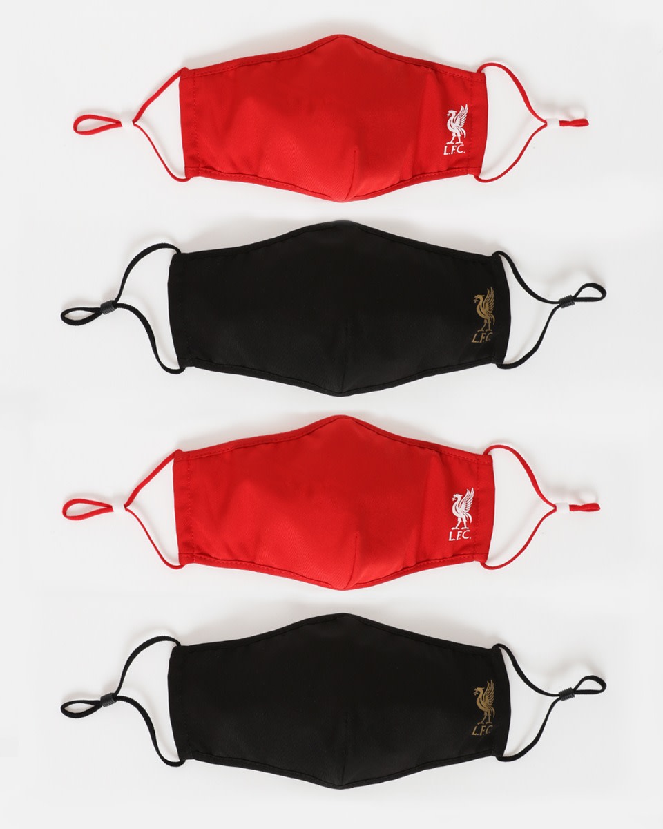 LFC Vuxna 4-pack Formad Svart & Rött Ansiktsskydd - Image 1