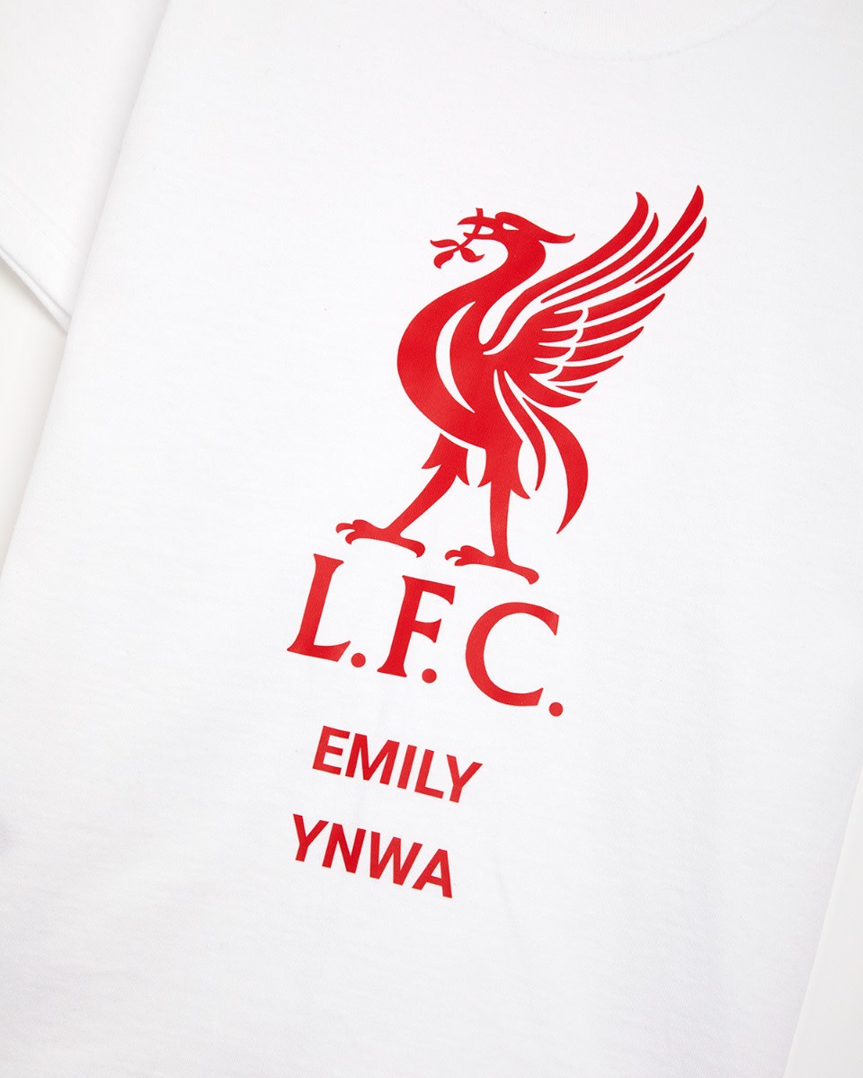 LFC Junior Red Liverbird personlig vit T-shirt - Image 3