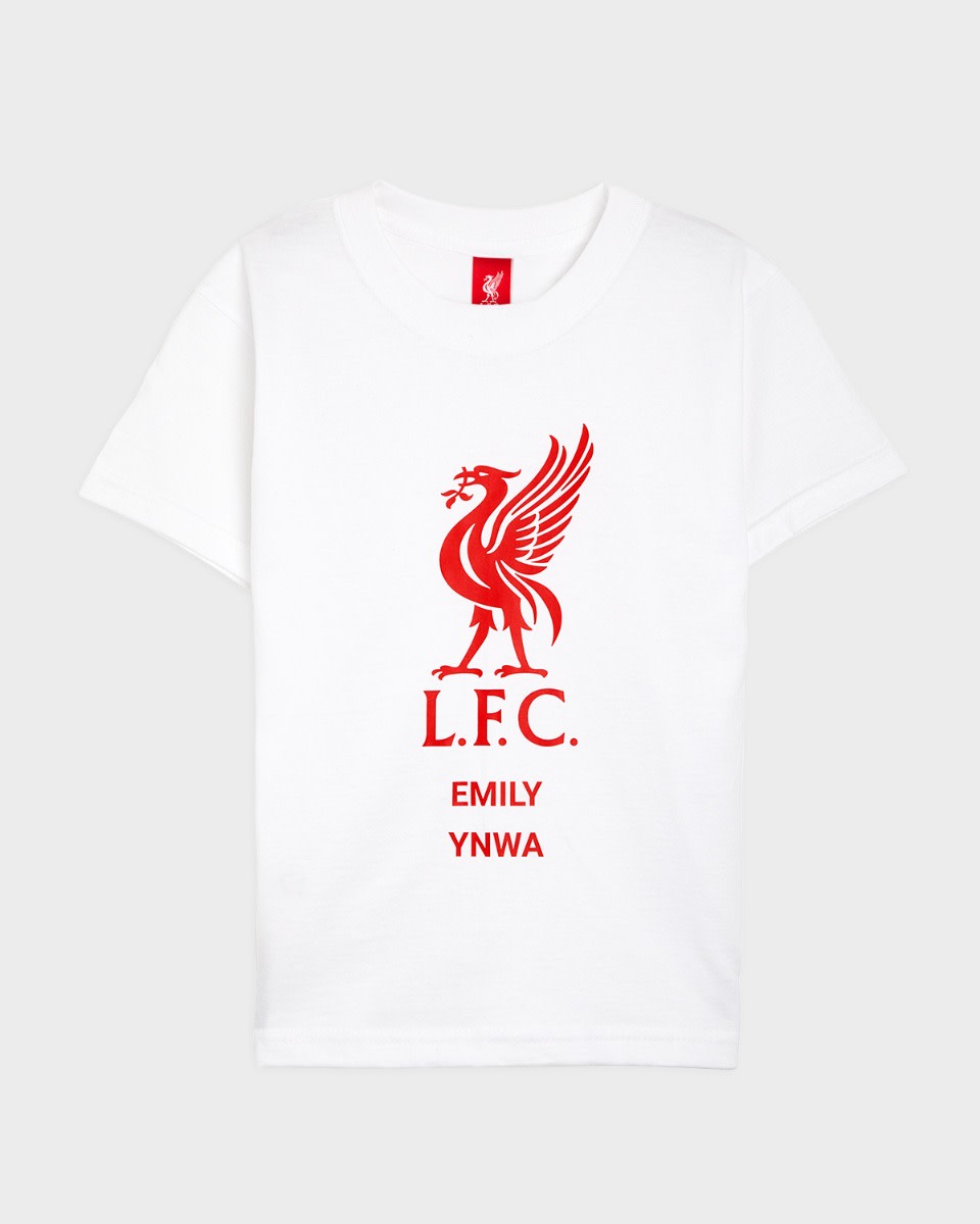 LFC Junior Red Liverbird personlig vit T-shirt - Image 2