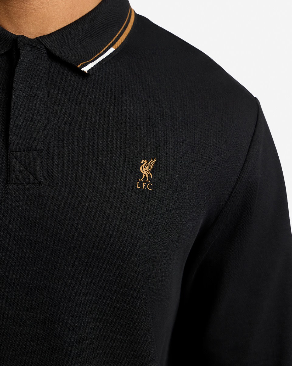 LFC Mens Long Sleeve Tipping Polo Black - Image 2
