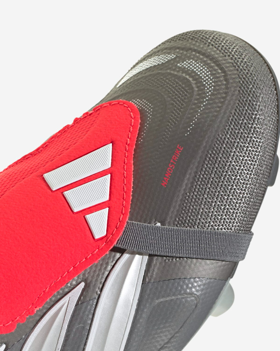 adidas Predator League Fußballschuhe für Erwachsene mit umklappbarer Zunge für festen Boden, Iron Metallic/Zero Metalic/Lucid Red - Image 2