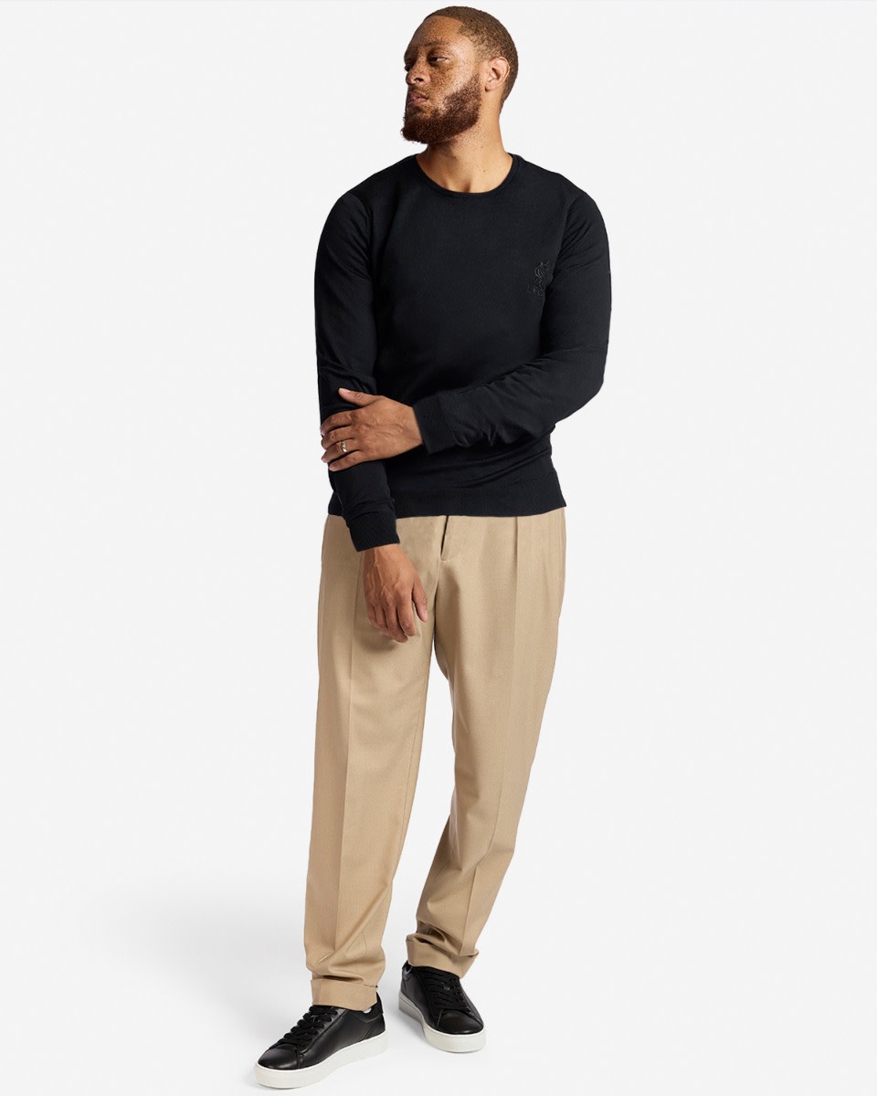 LFC X John Smedley Extra Fine Merino Wool Mens Crew Neck Jumper Black - Image 3