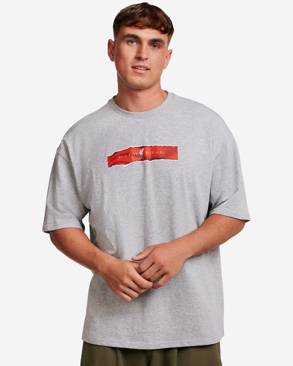LFC Mens Oversized YNWA Wing Tee Grey Marl - Image 2