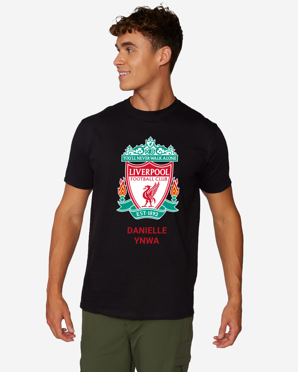 LFC Crest Personalised Black Tee - Image 1