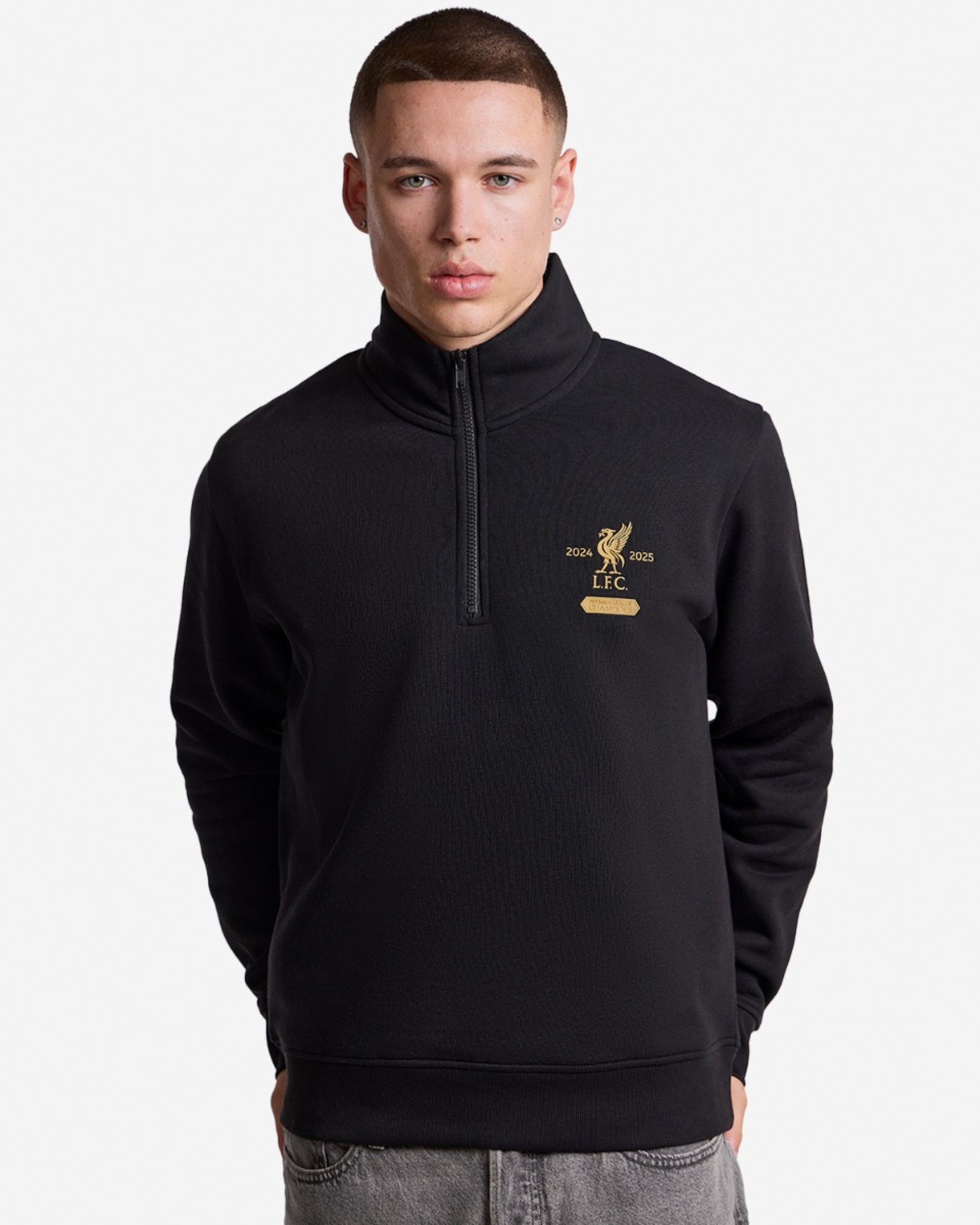 LFC Champions Herren-Pullover mit 1/4-Reißverschluss, Schwarz - Image 1