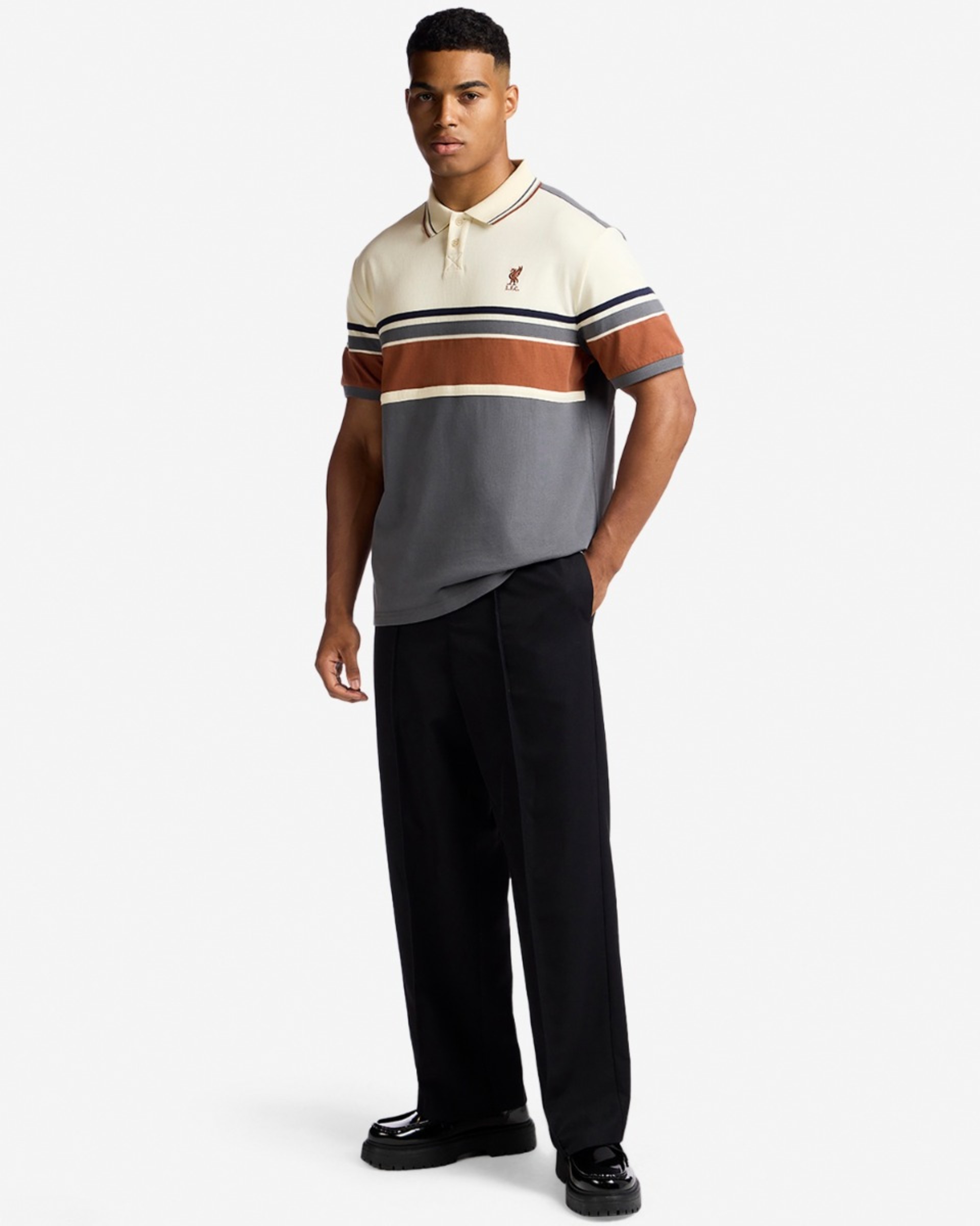 Polo à rayures LFC pour hommes gris - Image 4