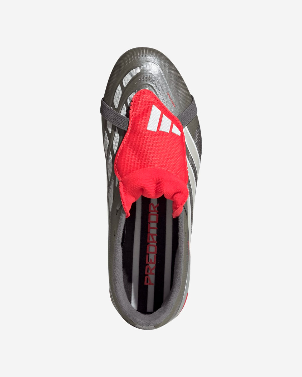 adidas Juniors Predator League Fold-Over Tongue Firm Ground Fotballsko Jern Metallic/Zero Metalic/Lucid Red - Image 3