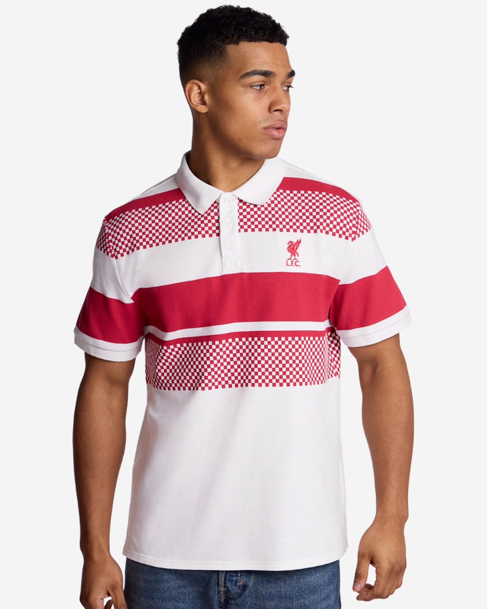 Polo à rayures LFC pour adultes, blanc - Image 1
