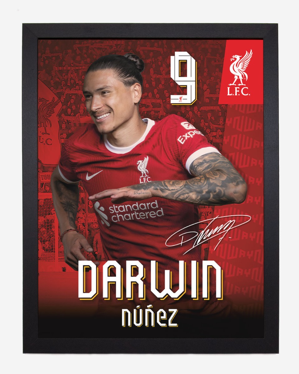 LFC 23/24 Darwin Núñez Impression encadrée 30 x 40 - Image 1