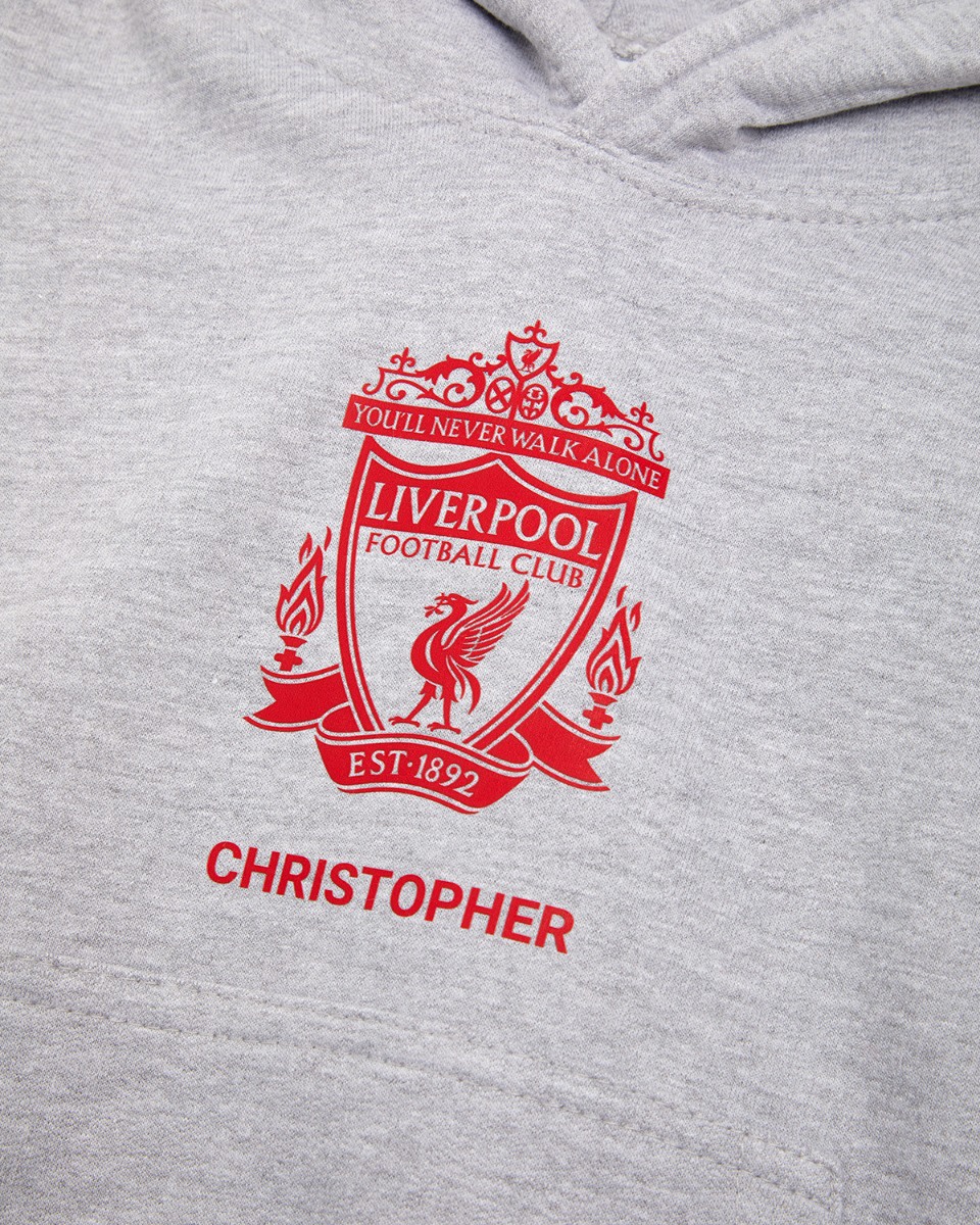 LFC Junior Red Crest personlig grå hettegenser - Image 3
