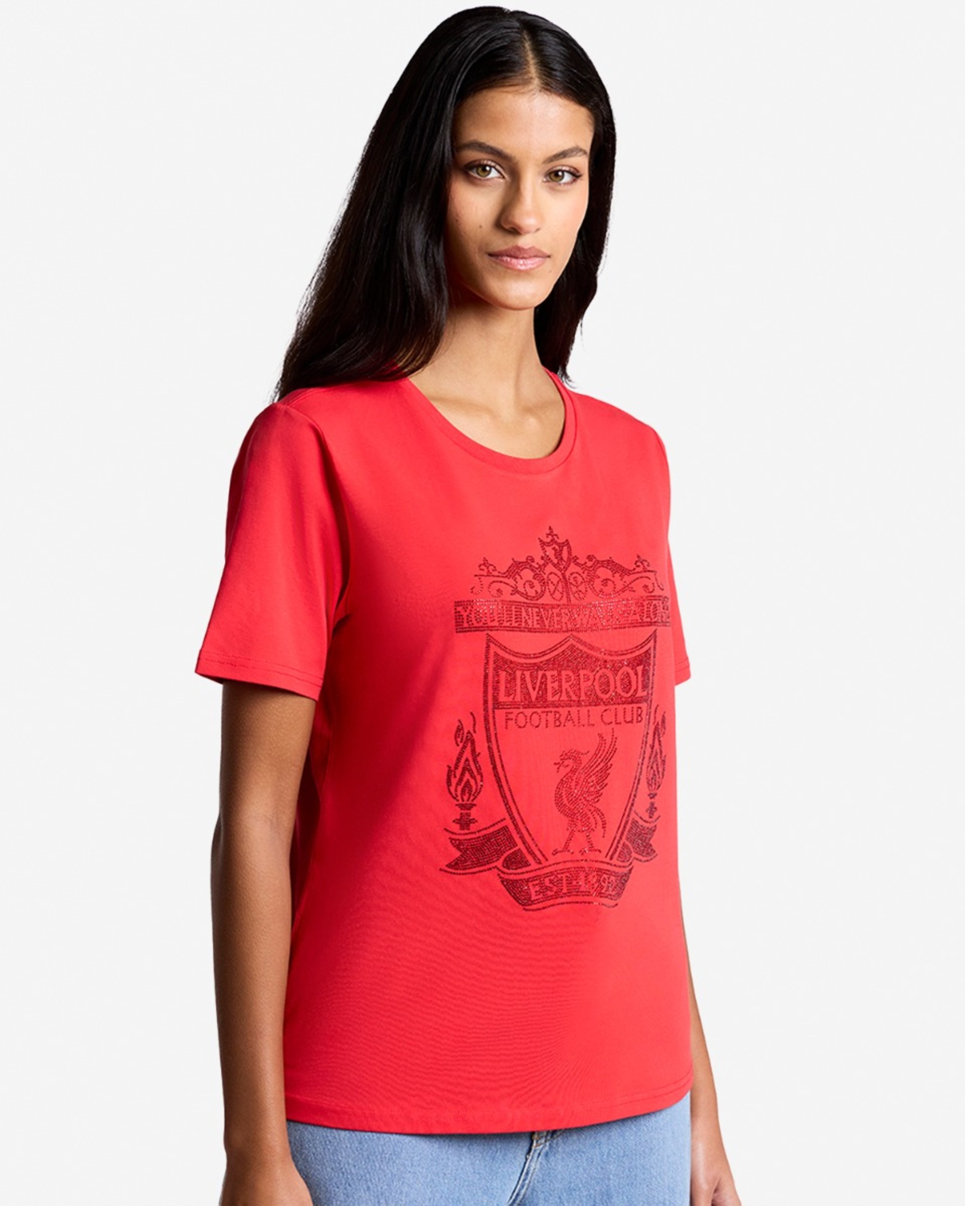 LFC Diamenté Crest T-Shirt für Damen, Rot - Image 1