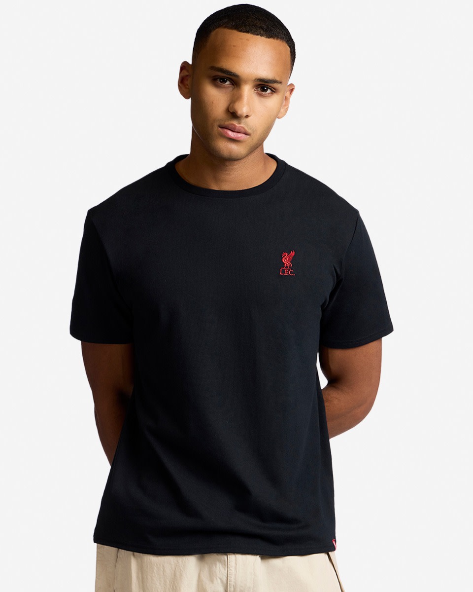 LFC Adults Liverbird Embroidered Tee Black - Image 1