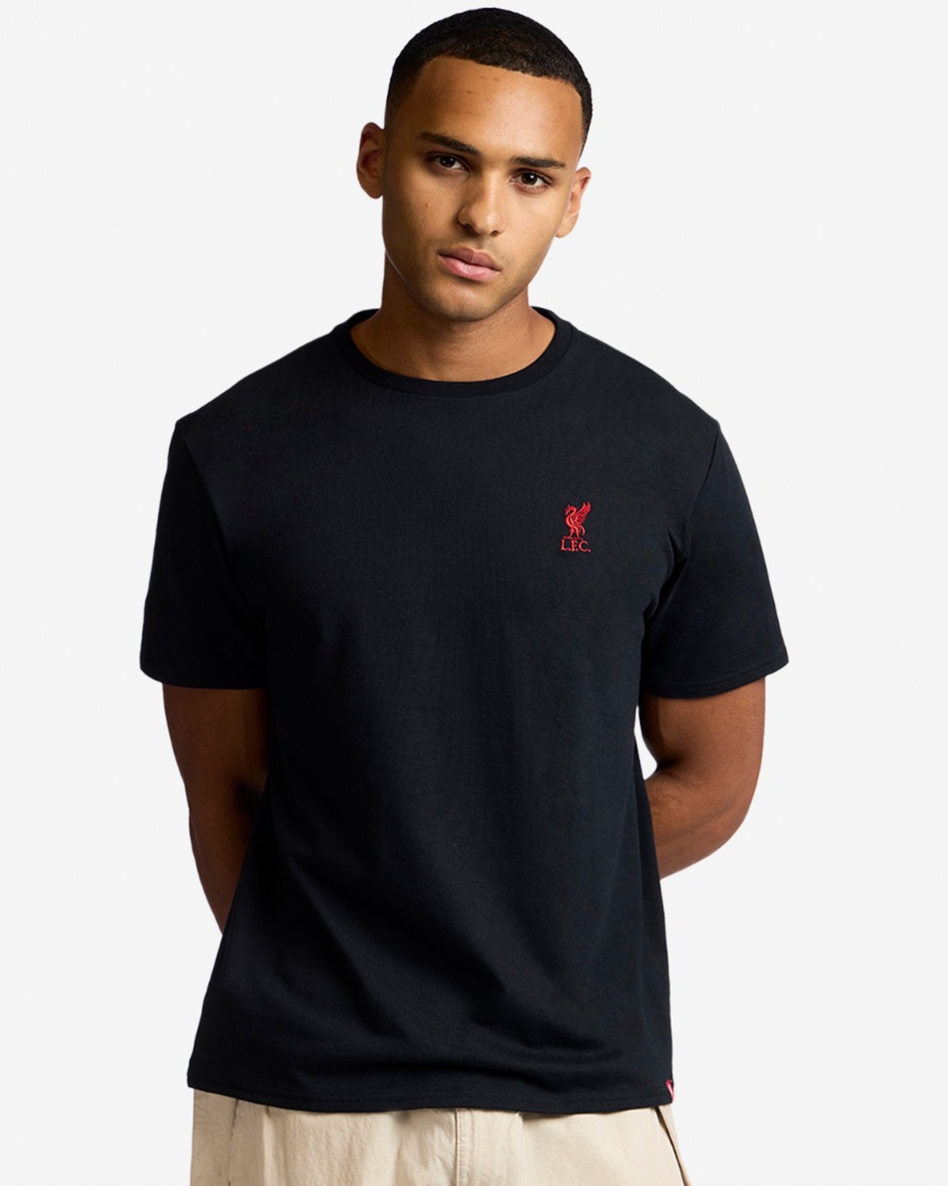 LFC Liverbird T-Shirt für Erwachsene, bestickt, Schwarz - Image 1