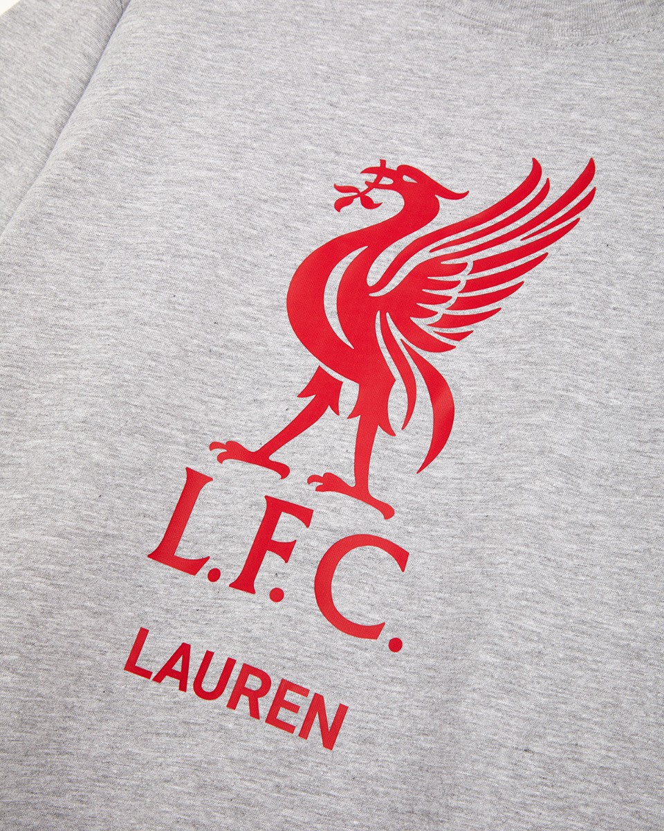 LFC Red Liverbird personlig grå T-shirt - Image 3