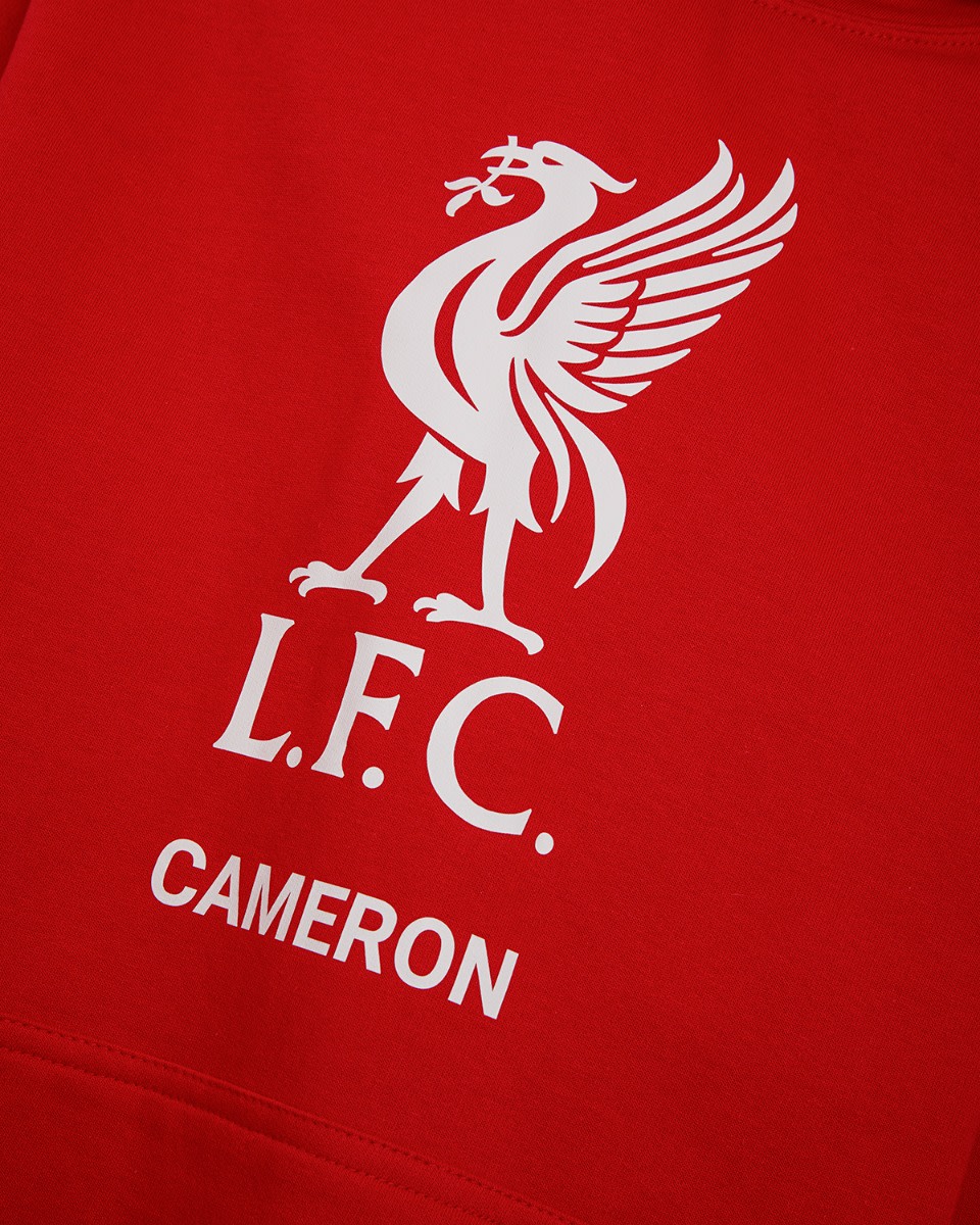 LFC White Liverbird Personalised Red Hoody - Image 2