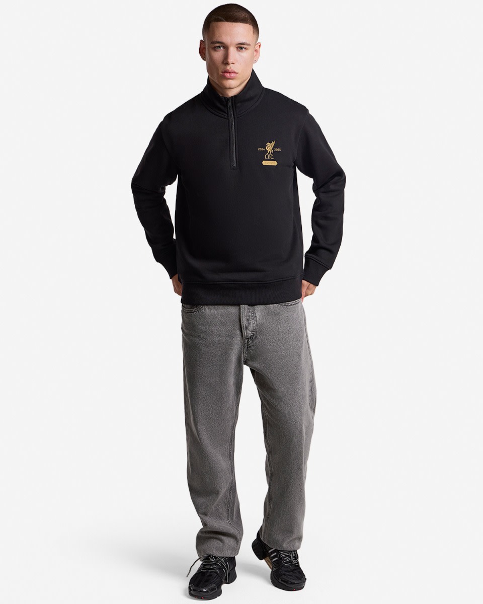 LFC Mens Champions 1/4 Zip Sweater Black - Image 3