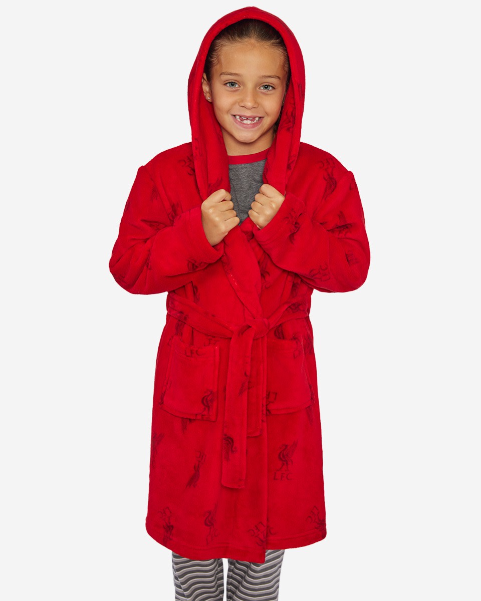 LFC Juniors Hooded Dressing Gown Red - Image 1
