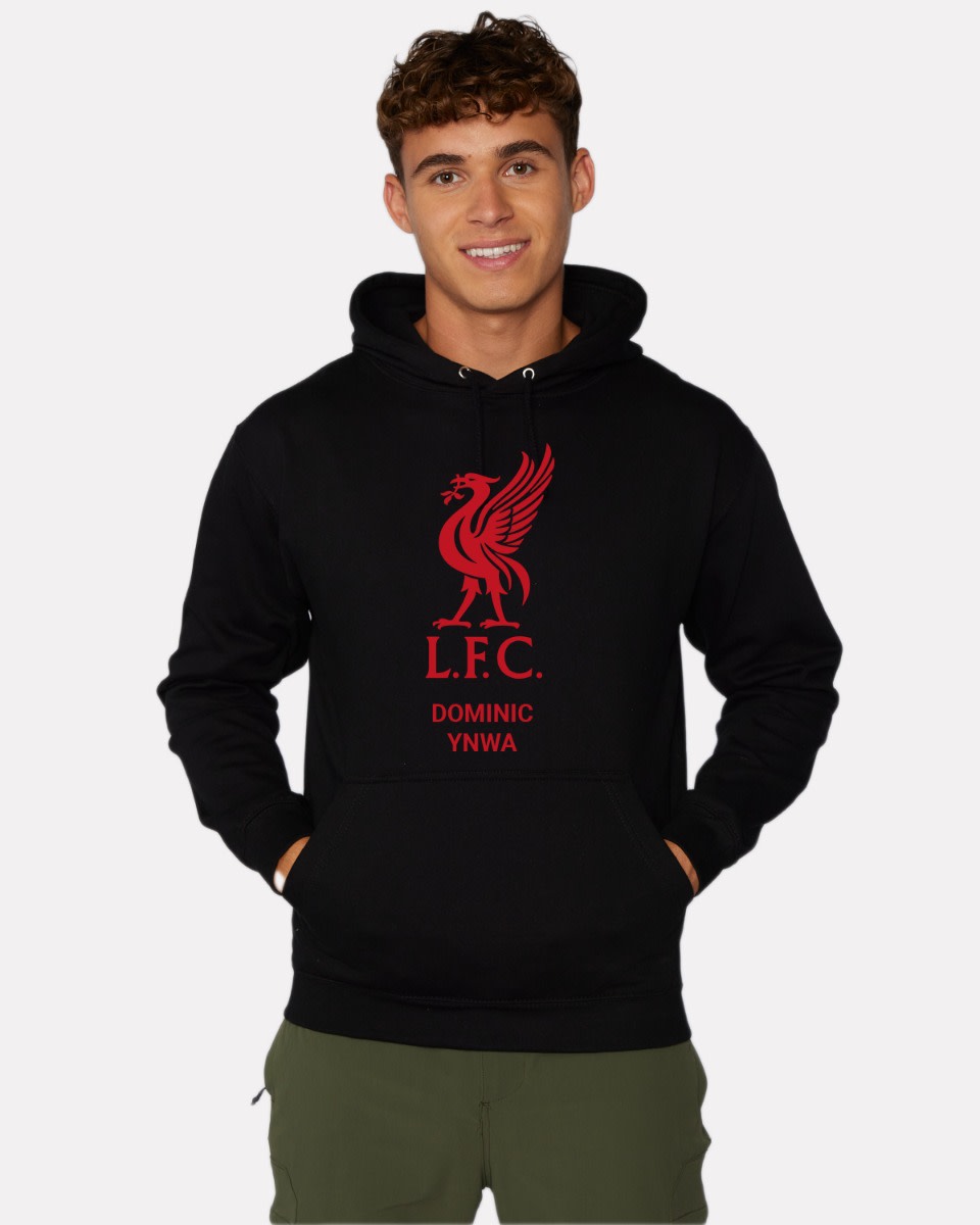 LFC Red Liverbird Personalised Black Hoody - Image 1