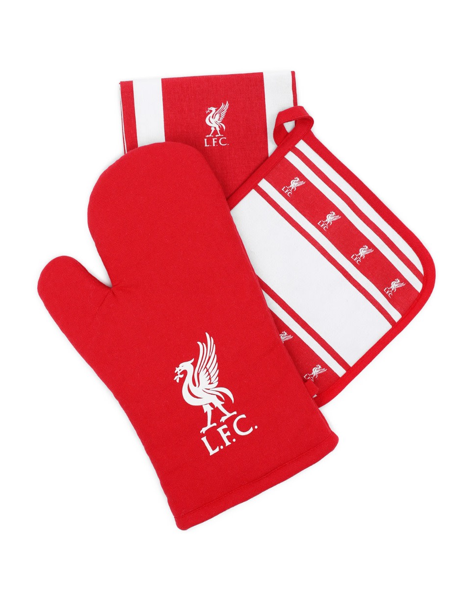 ชุดถุงมือเตาอบ LFC ผ้าเช็ดตัวและแผ่นรองความร้อน สีแดง - Image 1