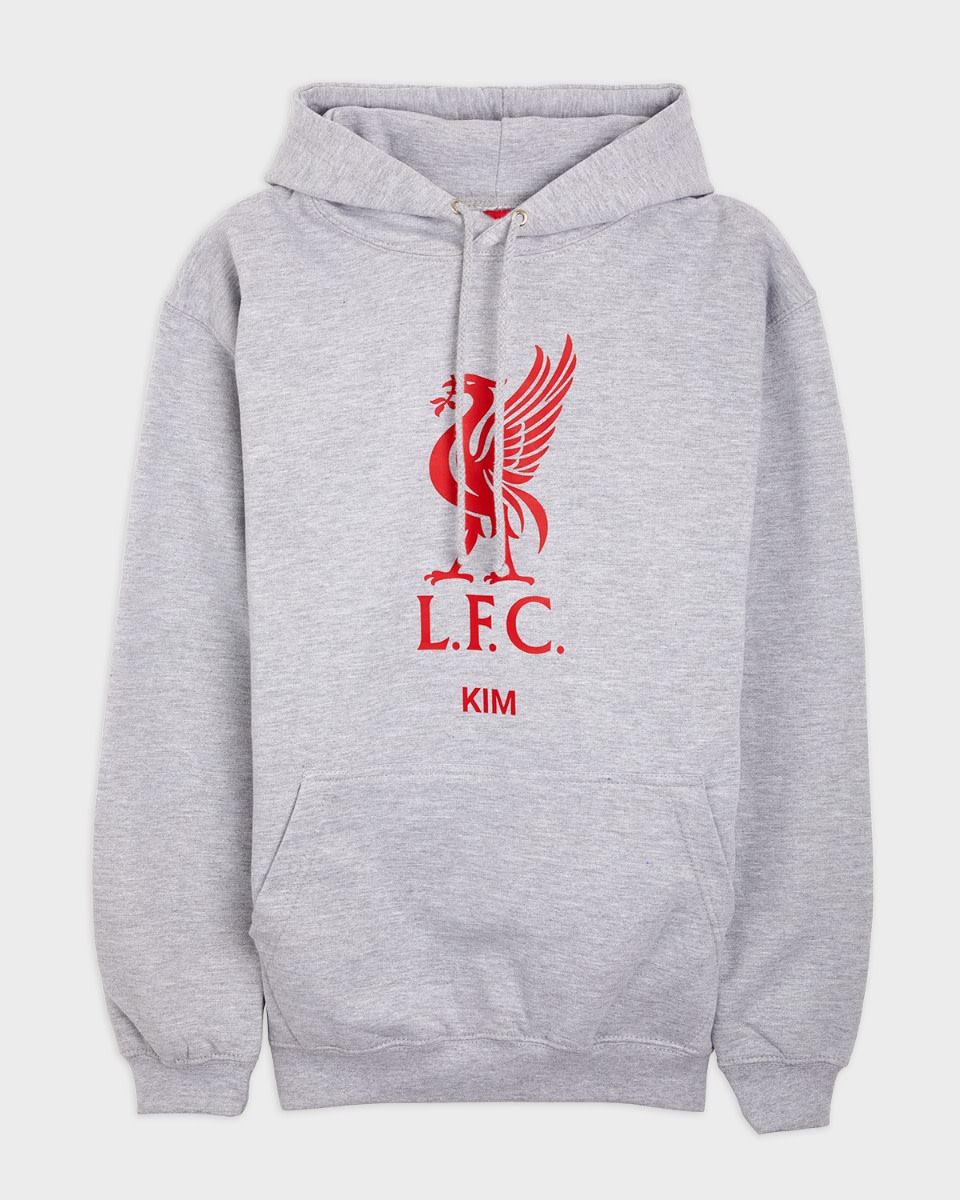 LFC Red Liverbird Personlig Grå Huvtröja - Image 2