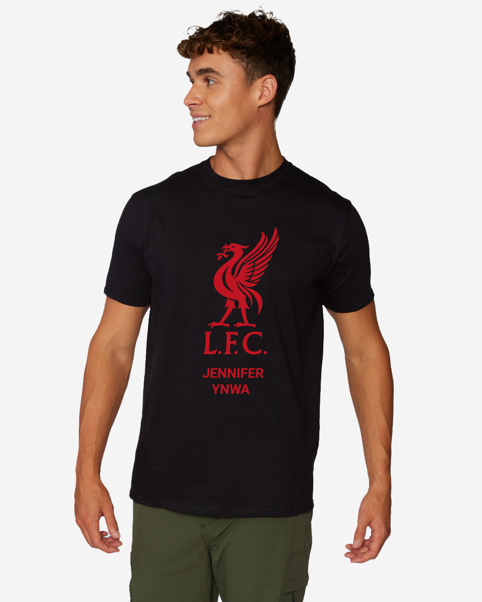 LFC Red Liverbird Personalised Black Tee - Image 1