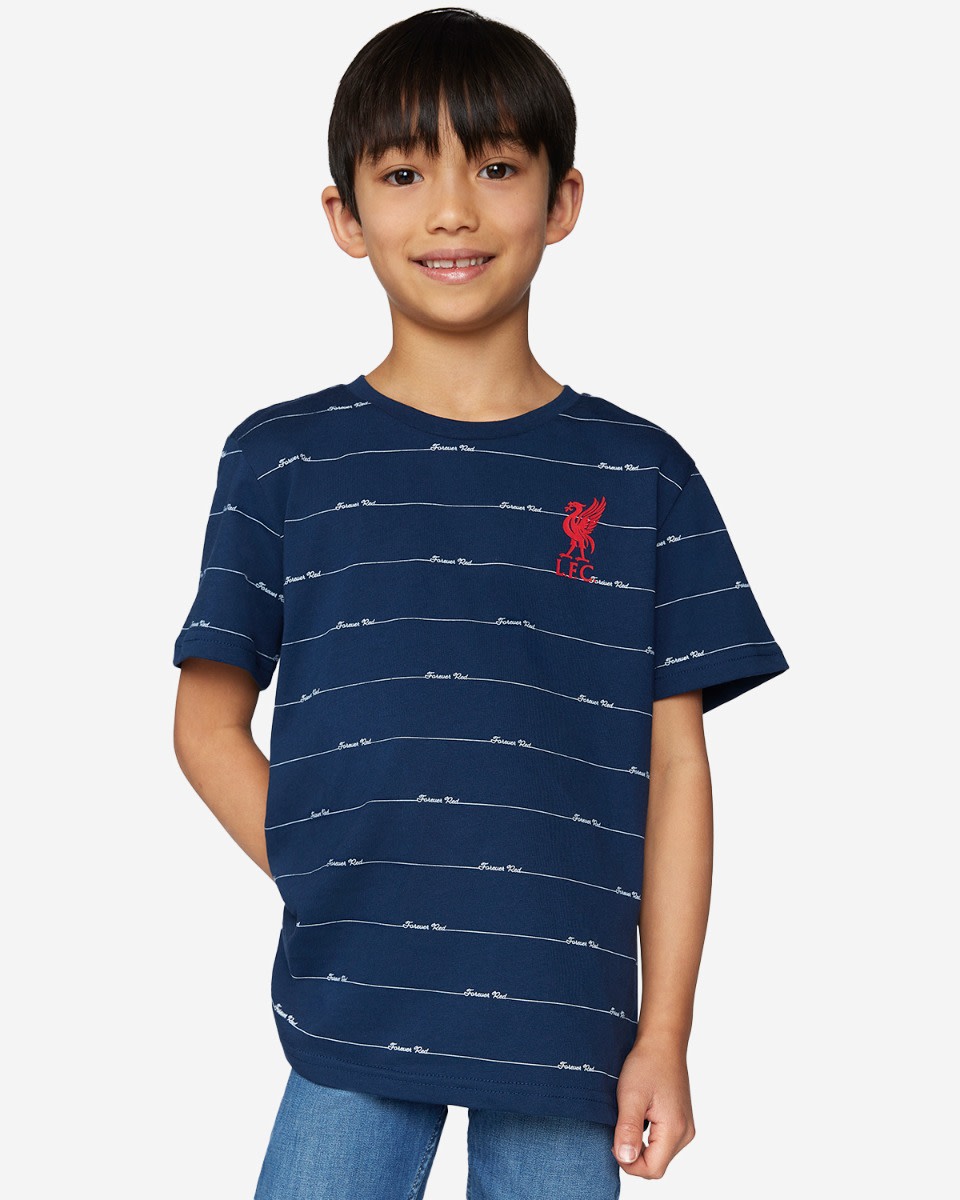 LFC Junior Stripe Text Tee Navy - Image 1