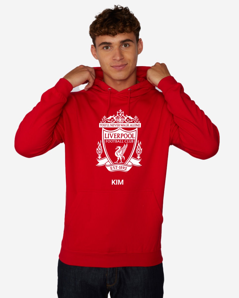 LFC White Crest personlig rød hettegenser - Image 1