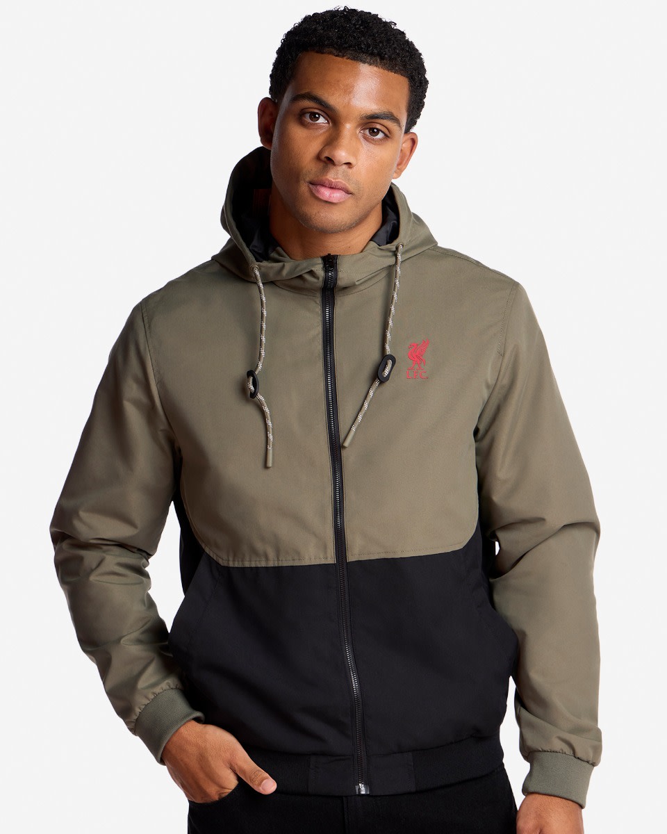 LFC Mens Colour Block Windcheater Khaki & Black - Image 1