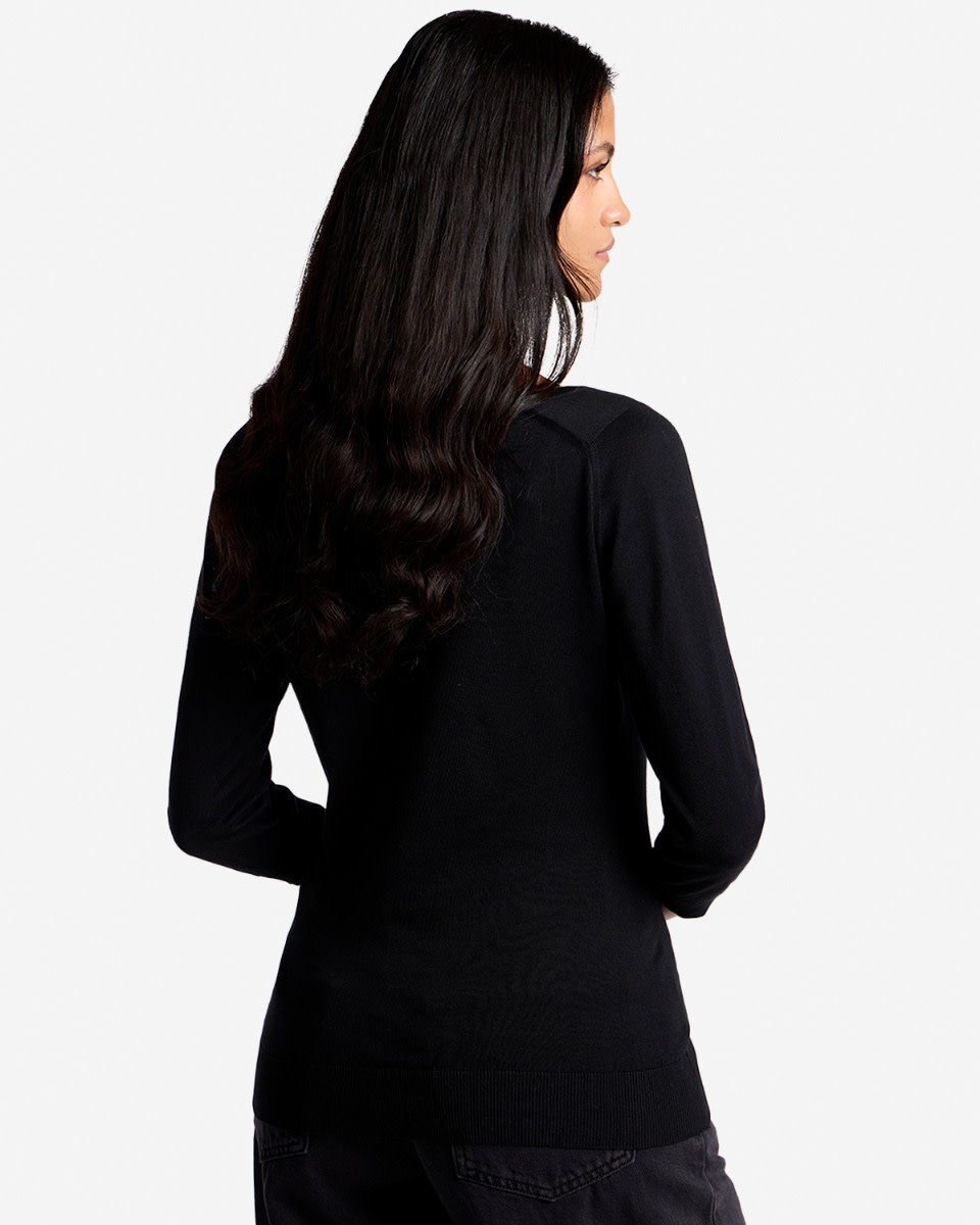 LFC X John Smedley Sea Island Cotton Womens 3/4 Sleeve Jumper Black - Image 2