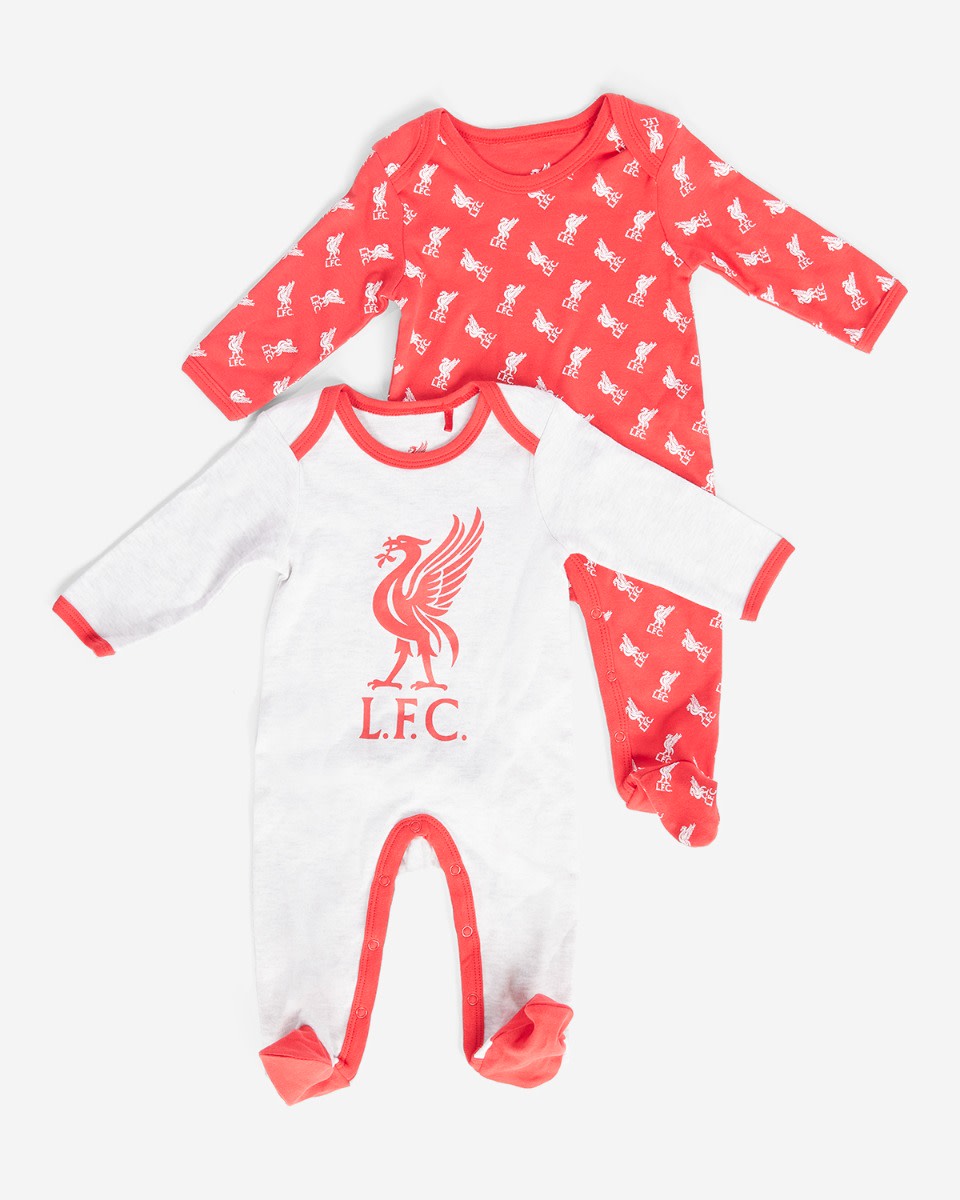 LFC 2 Pack Red & Grey Baby Sleep Suits - Image 1