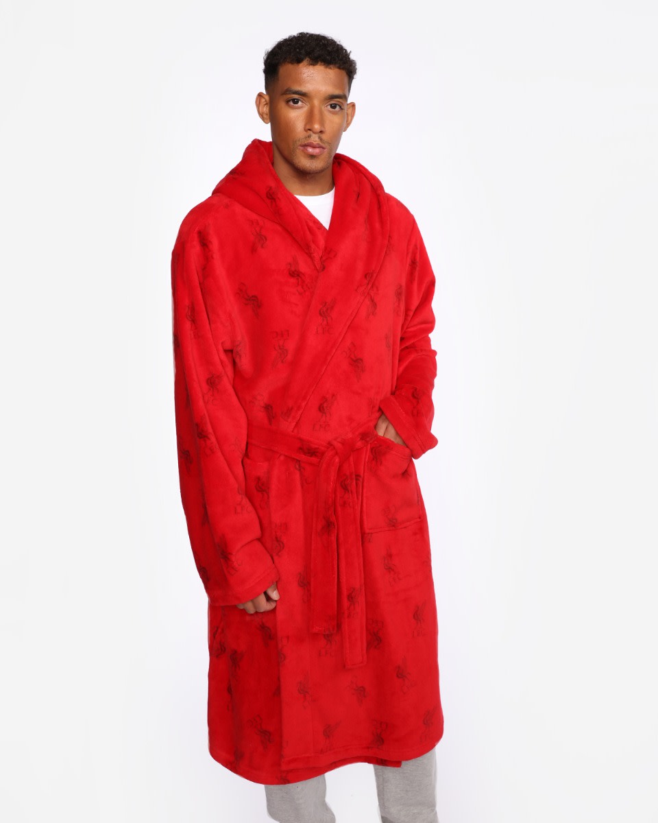 LFC Mens Hooded Dressing Gown Red - Image 1