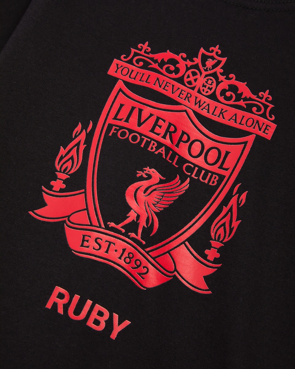LFC Junior Red Crest personlig svart T-skjorte - Image 3