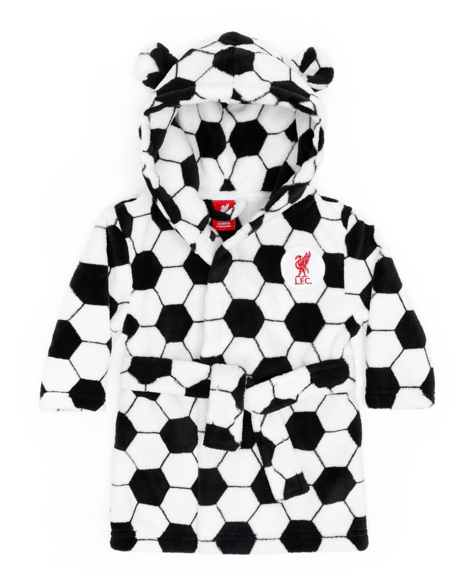 LFC Baby Football Hooded Robe Black & White - Image 1