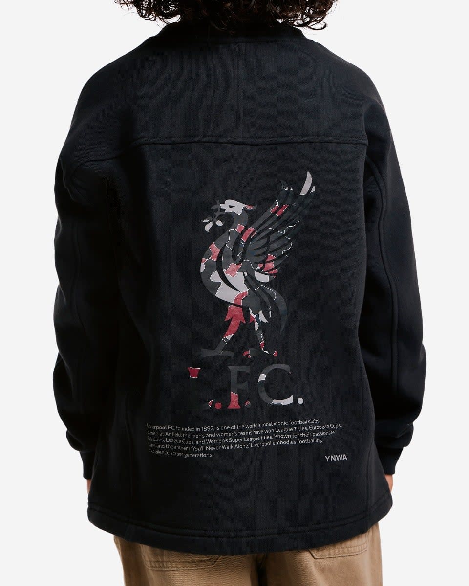 LFC 青少年超大码 YNWA 拼接卫衣灰色 - Image 1