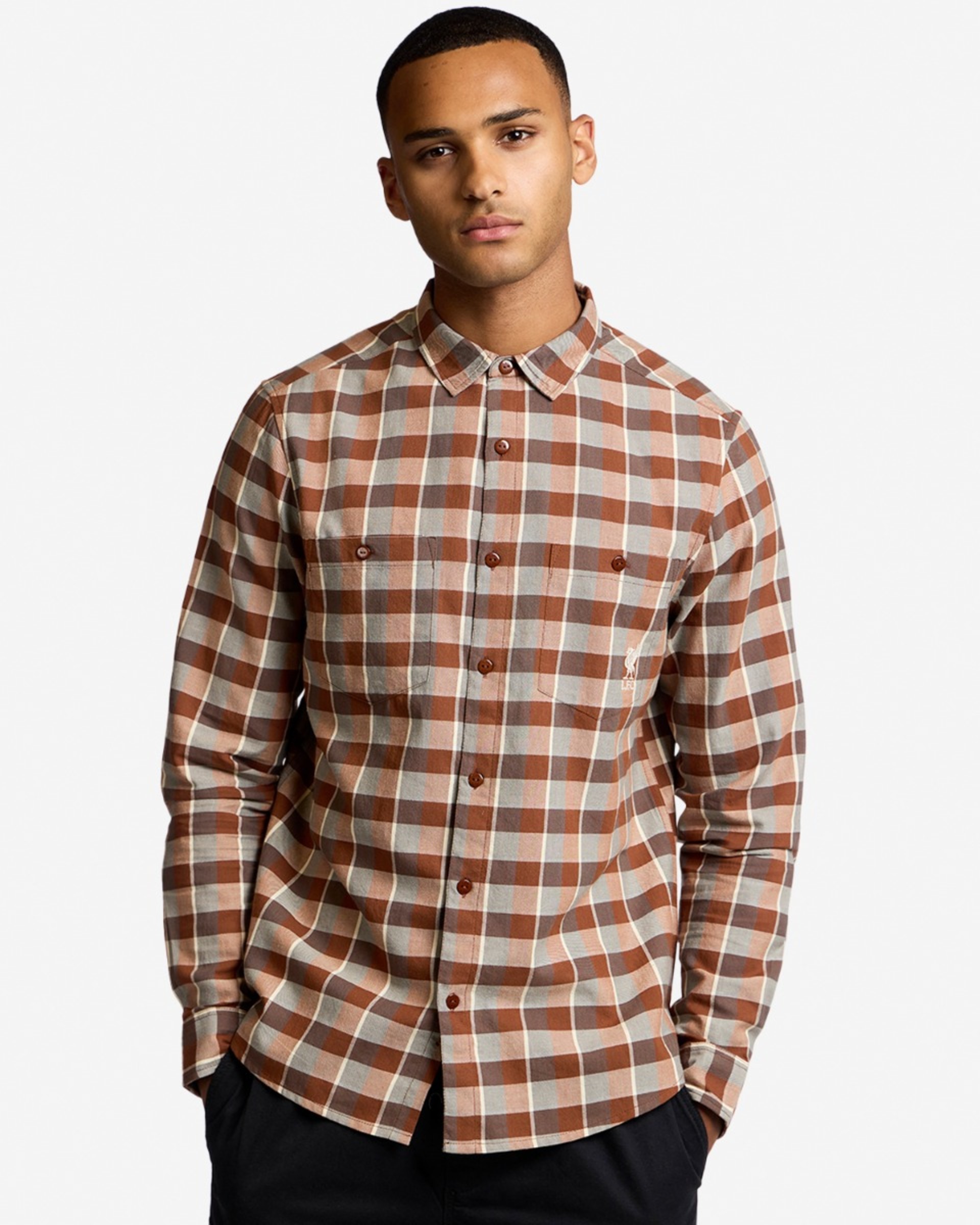 Camisa a cuadros LFC para hombre, color marrón - Image 1