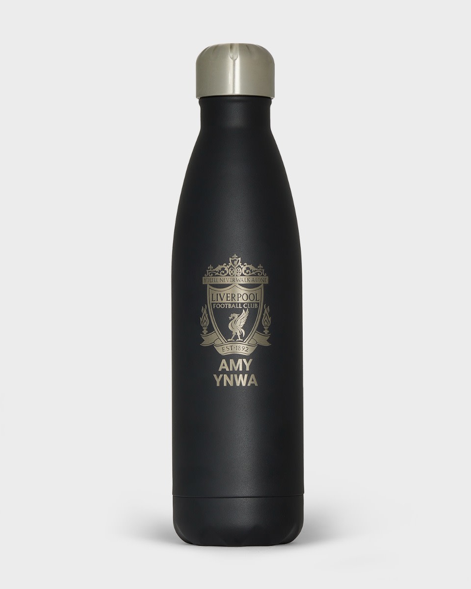 LFC Crest パーソナライズドブラックステンレススチールウォーターボトル - Image 1