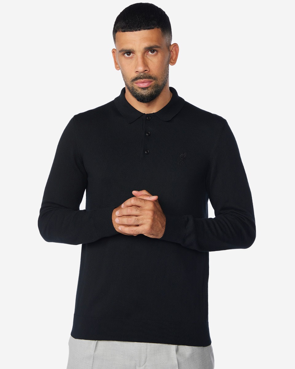LFC Firma Langarm-Strickpolo für Herren, Schwarz - Image 1